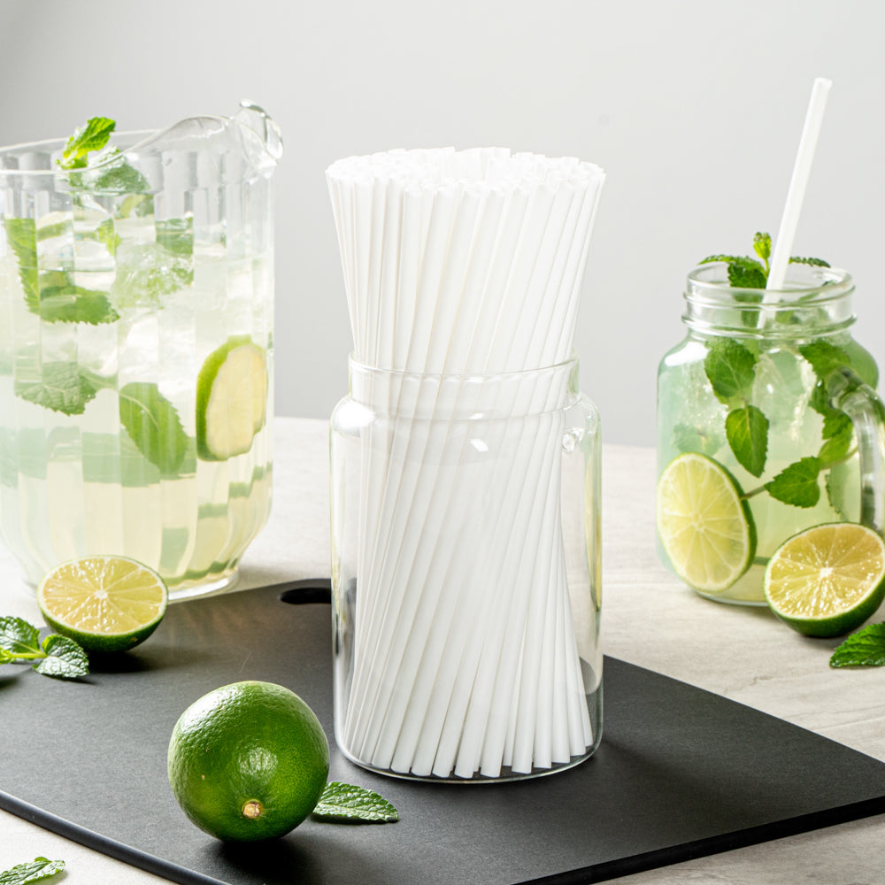 Basic Nature White PLA / PBAT Plastic Straw - Compostable - 8 1/4" - 2000 count box