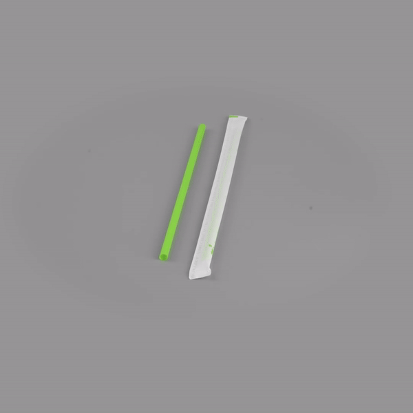 Basic Nature Green PLA / PBAT Plastic Straw - Wrapped, Compostable - 8 1/4" - 2000 count box