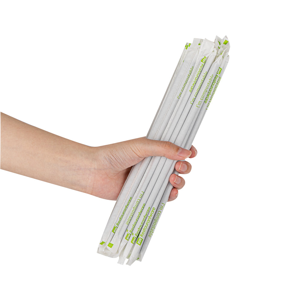 Basic Nature Midnight Blue PLA / PBAT Plastic Straw - Wrapped, Compostable - 8 1/4" - 2000 count box