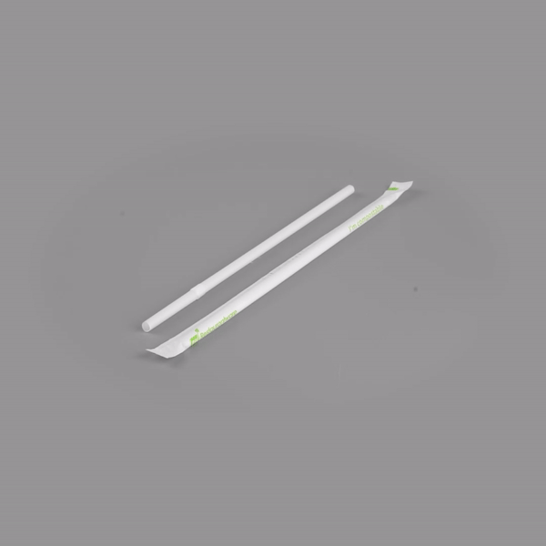 Basic Nature White PLA / PBAT Plastic Straw - Wrapped, Flexible, Compostable - 8 1/4" - 2000 count box