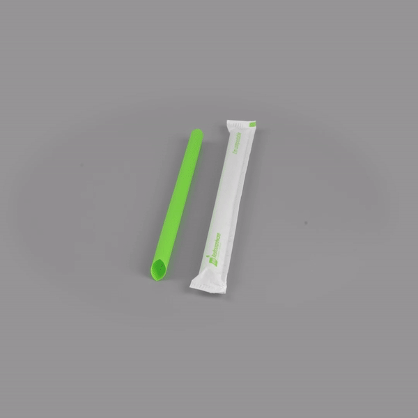 Basic Nature Green PLA / PBAT Plastic Boba Straw - Wrapped, Compostable - 9" - 2000 count box