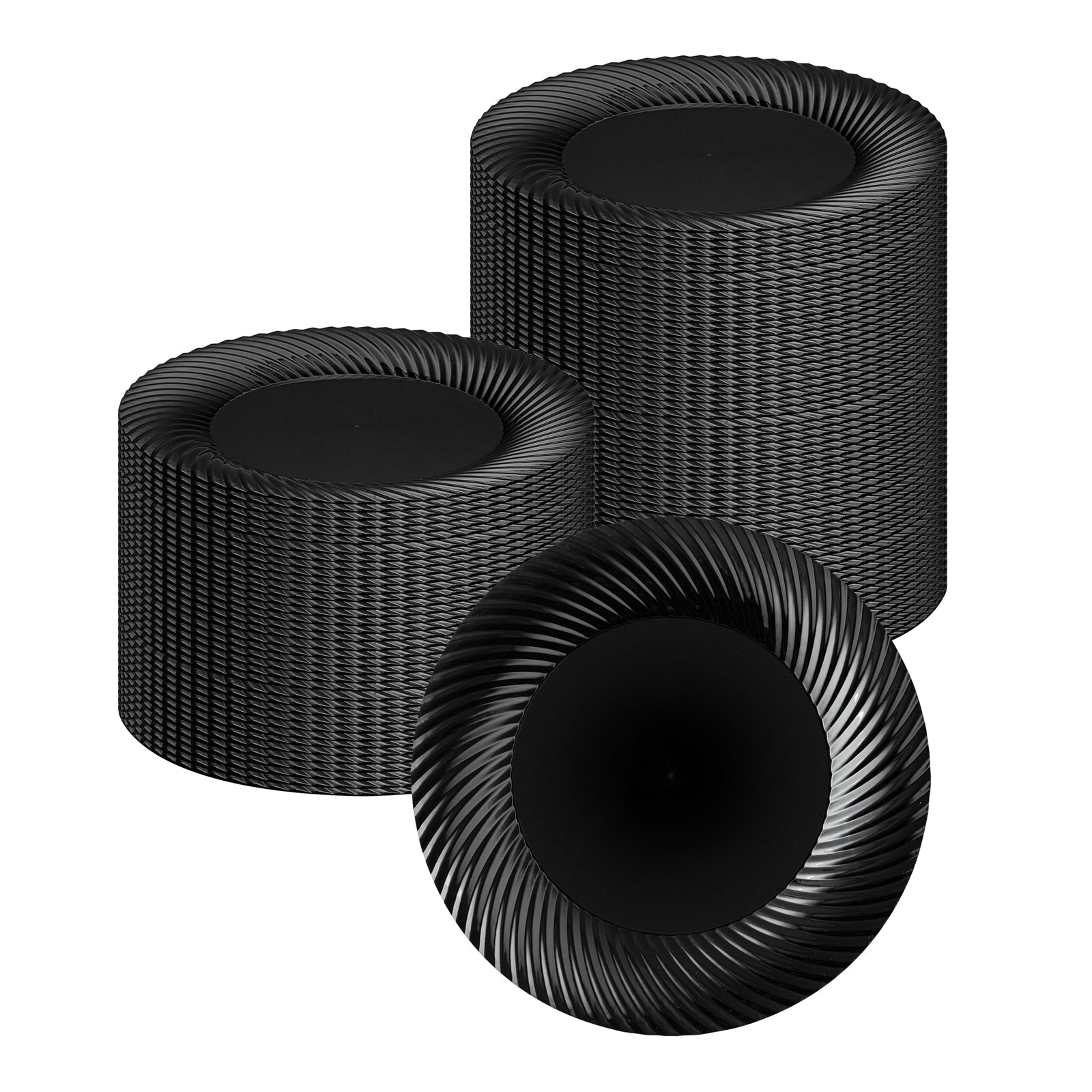 Moderna Round Black Plastic Wave Plate - 9" x 9" x 1/2" - 200 count box
