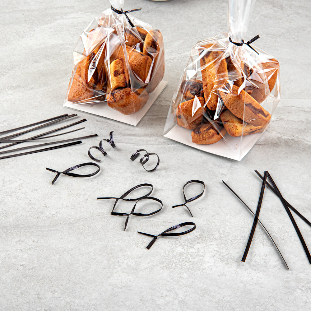 Bag Tek Black Metallic Twist Tie / Bag Tie - 6" - 500 count box