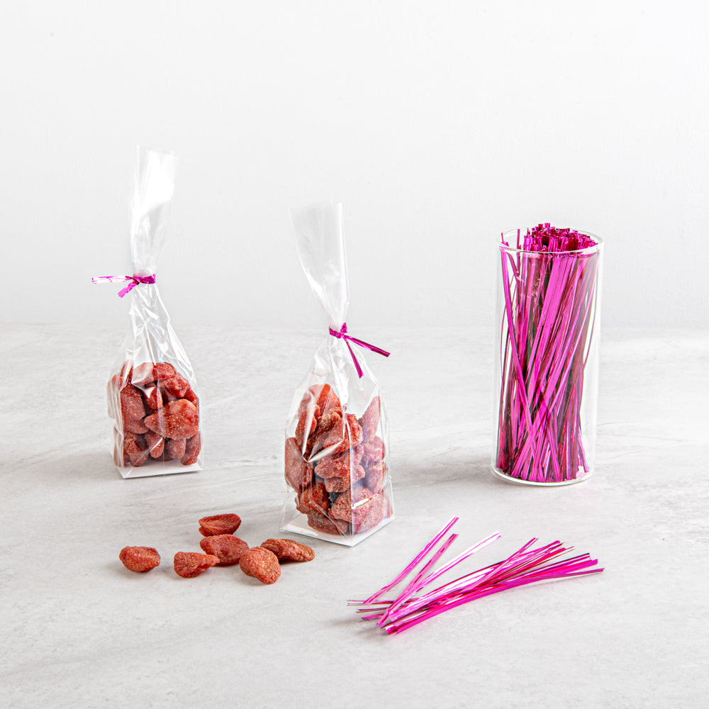 Bag Tek Pink Metallic Twist Tie / Bag Tie - 6" - 500 count box