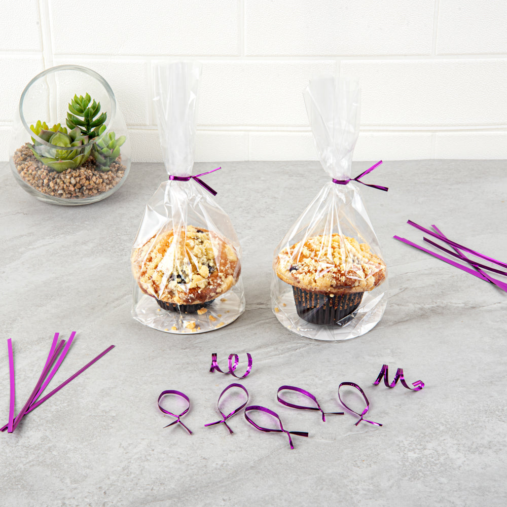 Bag Tek Purple Metallic Twist Tie / Bag Tie - 6" - 500 count box
