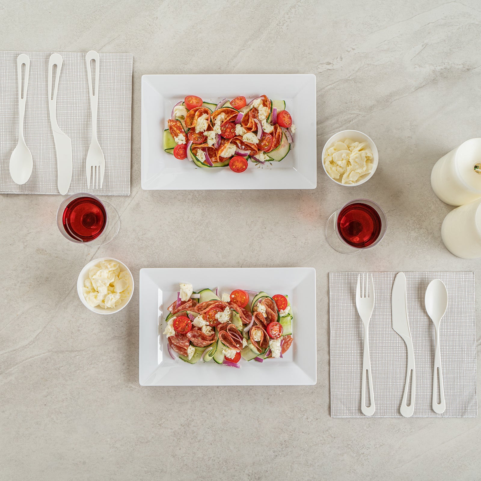 Moderna Rectangle White Plastic Plate - 9 1/2" x 6 1/4" x 1/2" - 10 count box