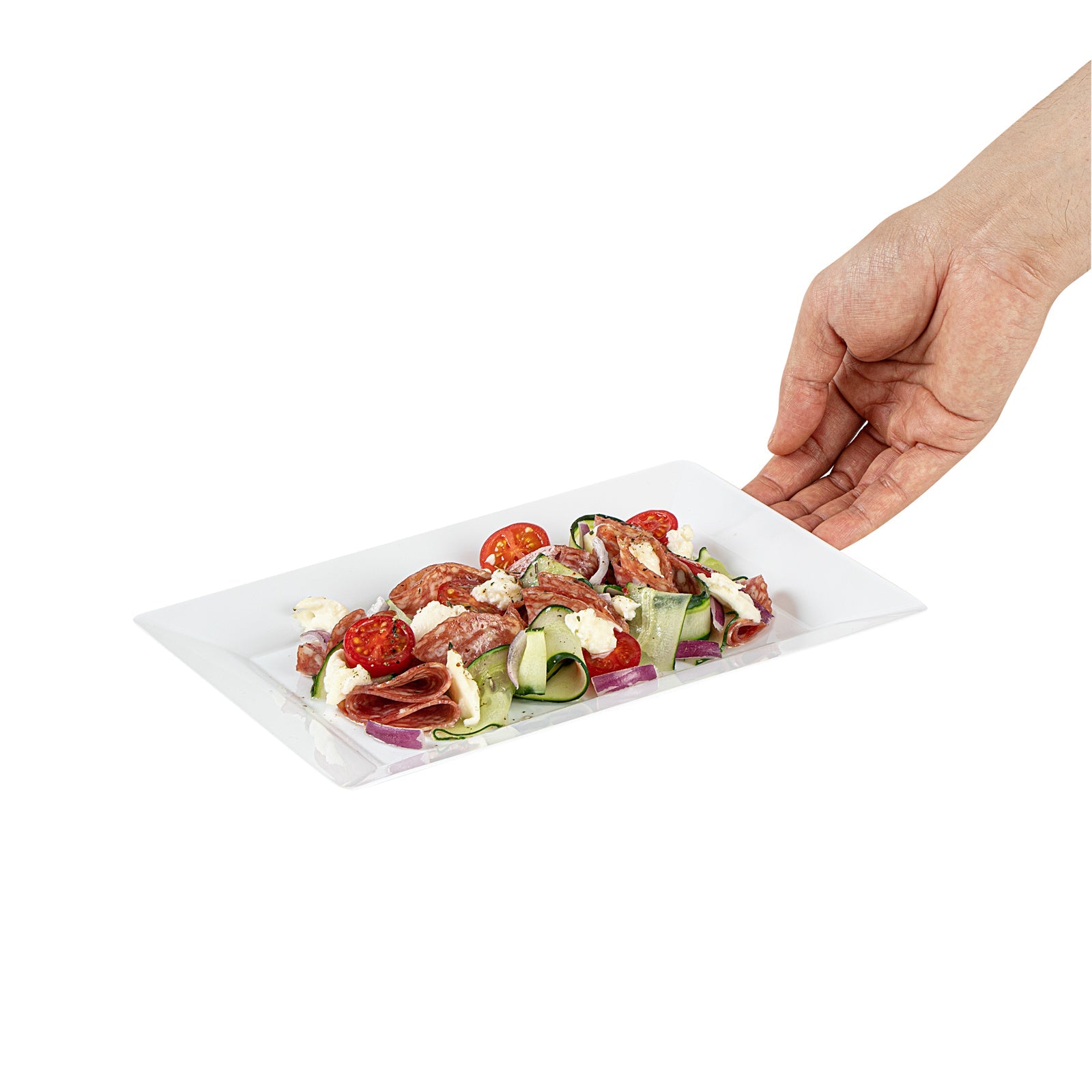Moderna Rectangle White Plastic Plate - 9 1/2" x 6 1/4" x 1/2" - 100 count box