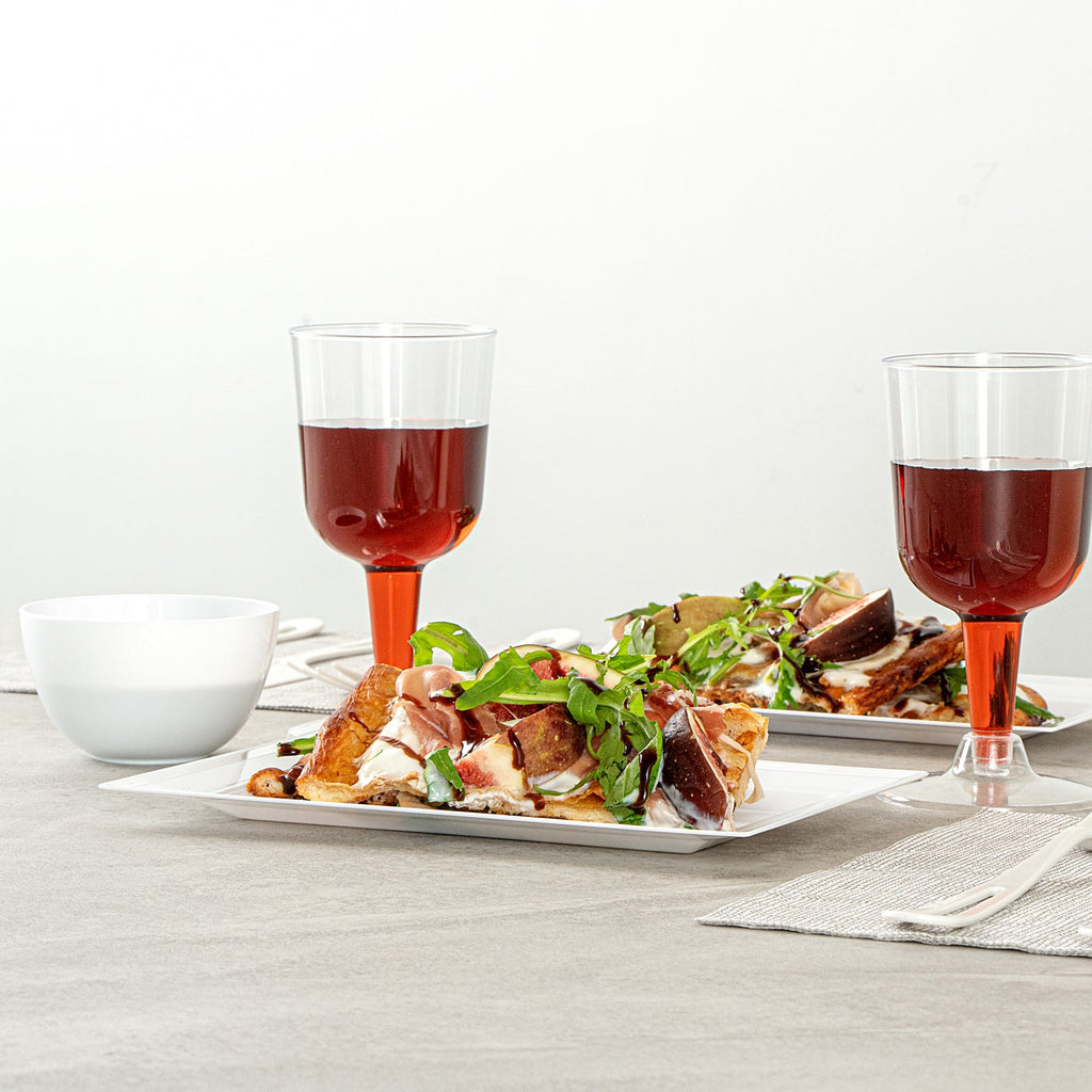 Moderna Rectangle White Plastic Silver-Rimmed Plate - 7 1/2" x 5 1/4" x 1/2" - 100 count box
