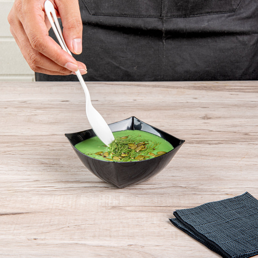 Moderna 8 oz Square Black Plastic Bowl - 4 1/2" x 4 1/2" x 2" - 100 count box