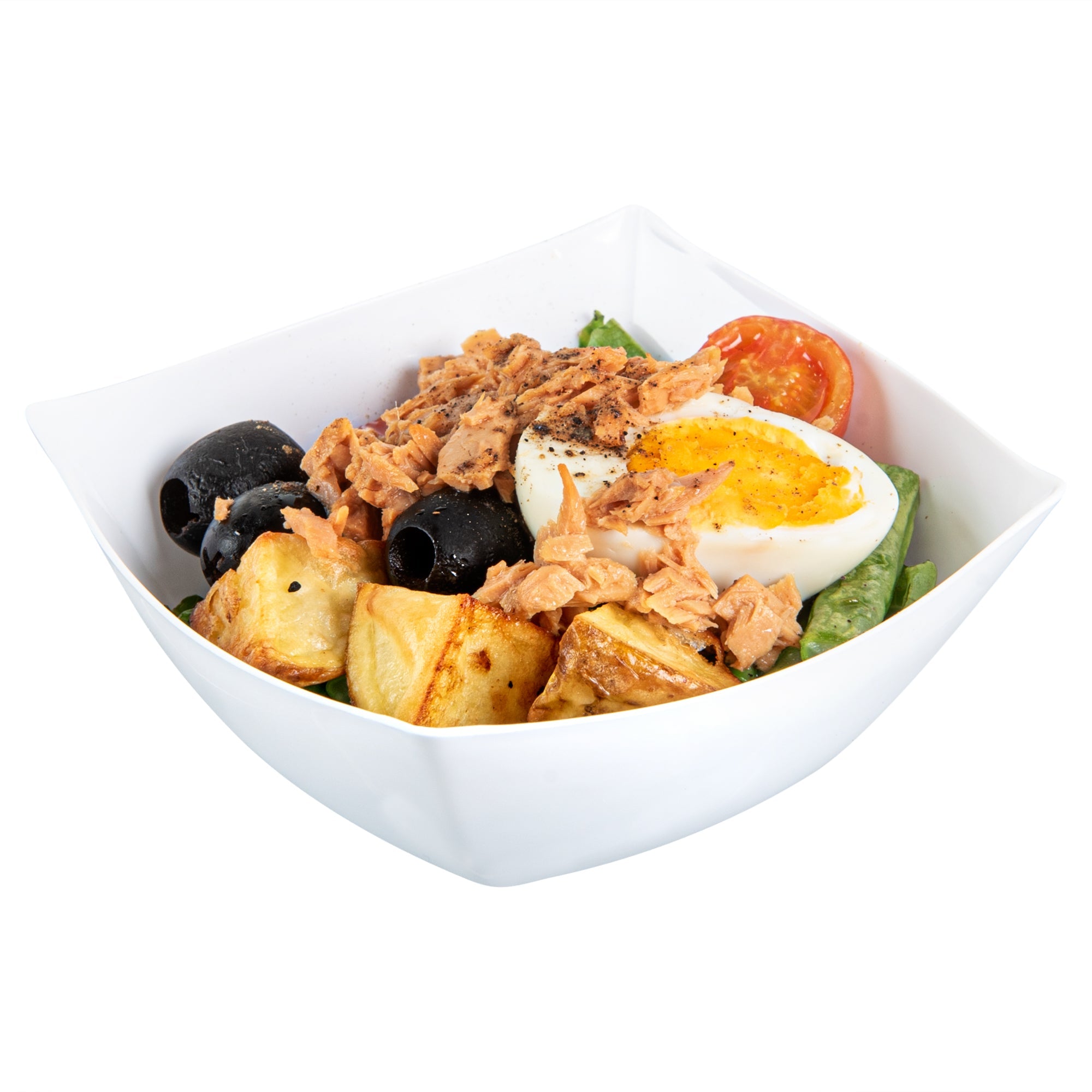 Moderna 8 oz Square White Plastic Bowl - 4 1/2" x 4 1/2" x 2" - 100 count box