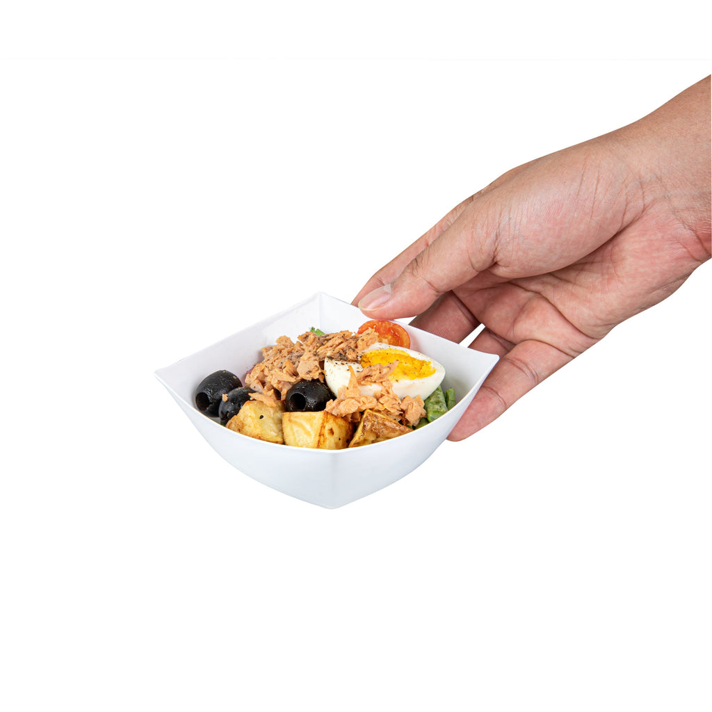 Moderna 8 oz Square White Plastic Bowl - 4 1/2" x 4 1/2" x 2" - 100 count box