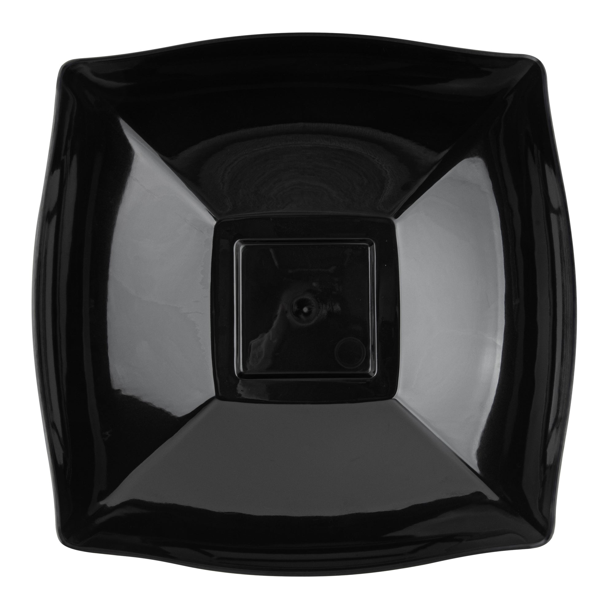 Moderna 32 oz Square Black Plastic Bowl - 7 3/4" x 7 3/4" x 2 1/4" - 100 count box
