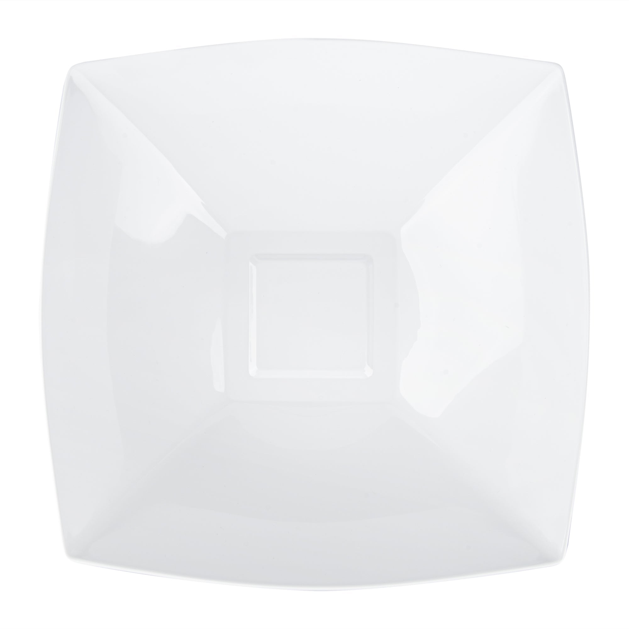 Moderna 64 oz Square White Plastic Serving Bowl - 9 3/4" x 9 3/4" x 3" - 100 count box