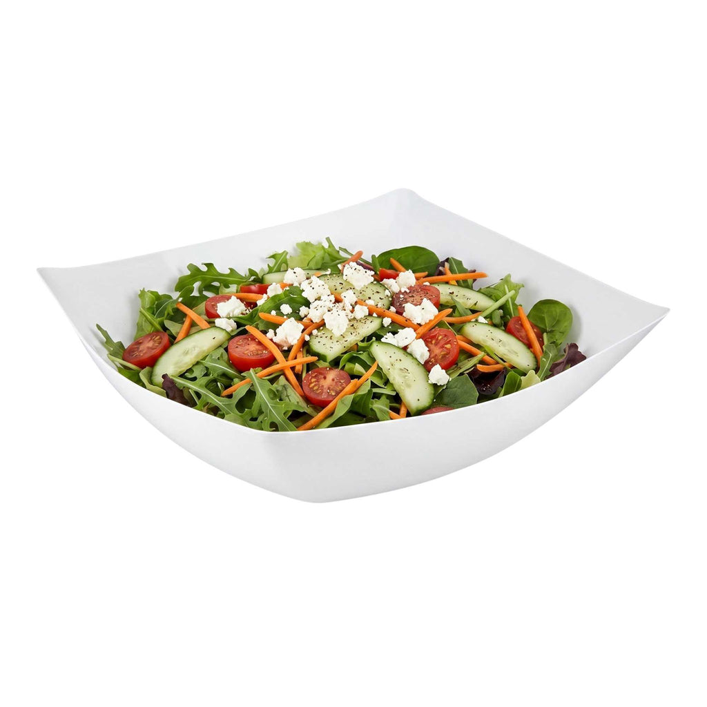 Moderna 128 oz Square White Plastic Serving Bowl - 12" x 12" x 4" - 40 count box
