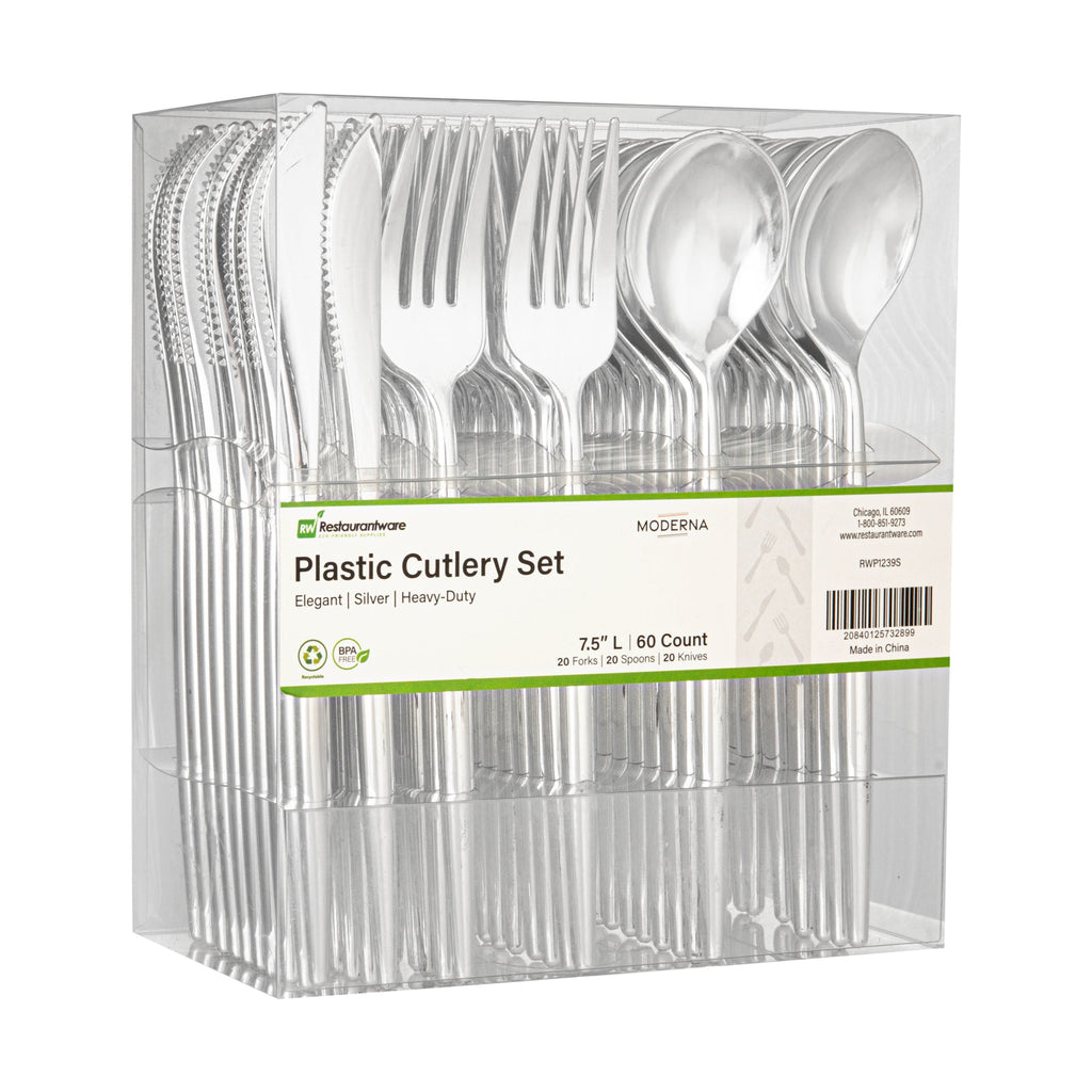 Moderna Silver Plastic Cutlery Set - 7 1/2" - 60 count box