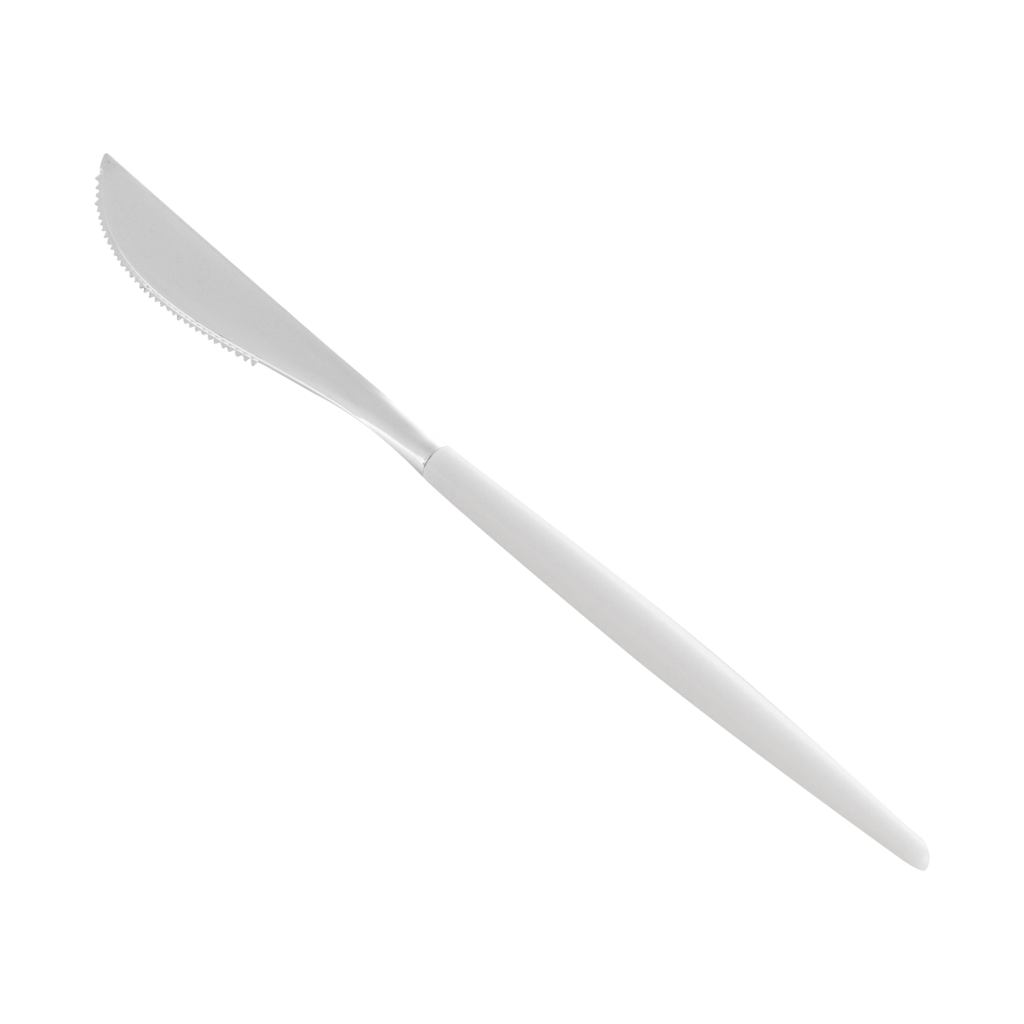 Moderna Silver Plastic Knife - with White Handle - 7 3/4" - 500 count box