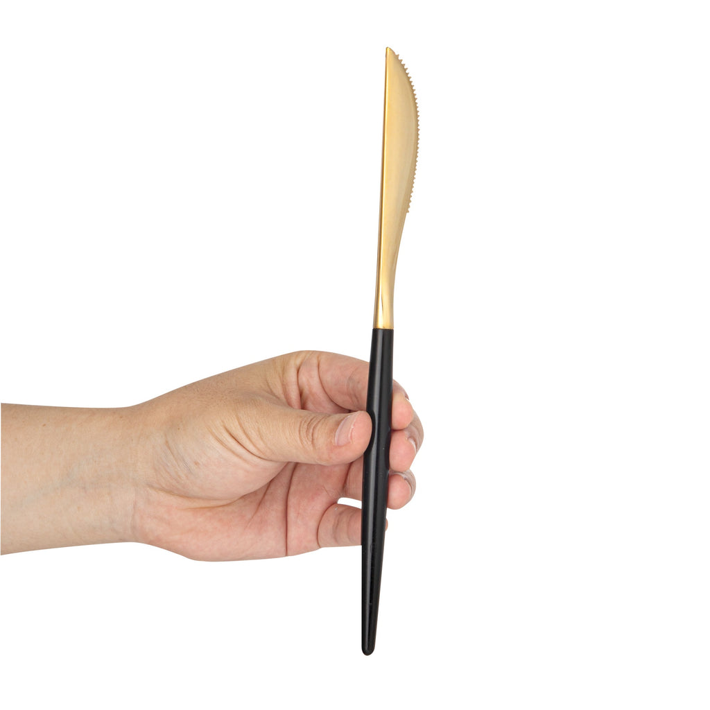 Moderna Gold Plastic Knife - with Black Handle - 7 3/4" - 500 count box
