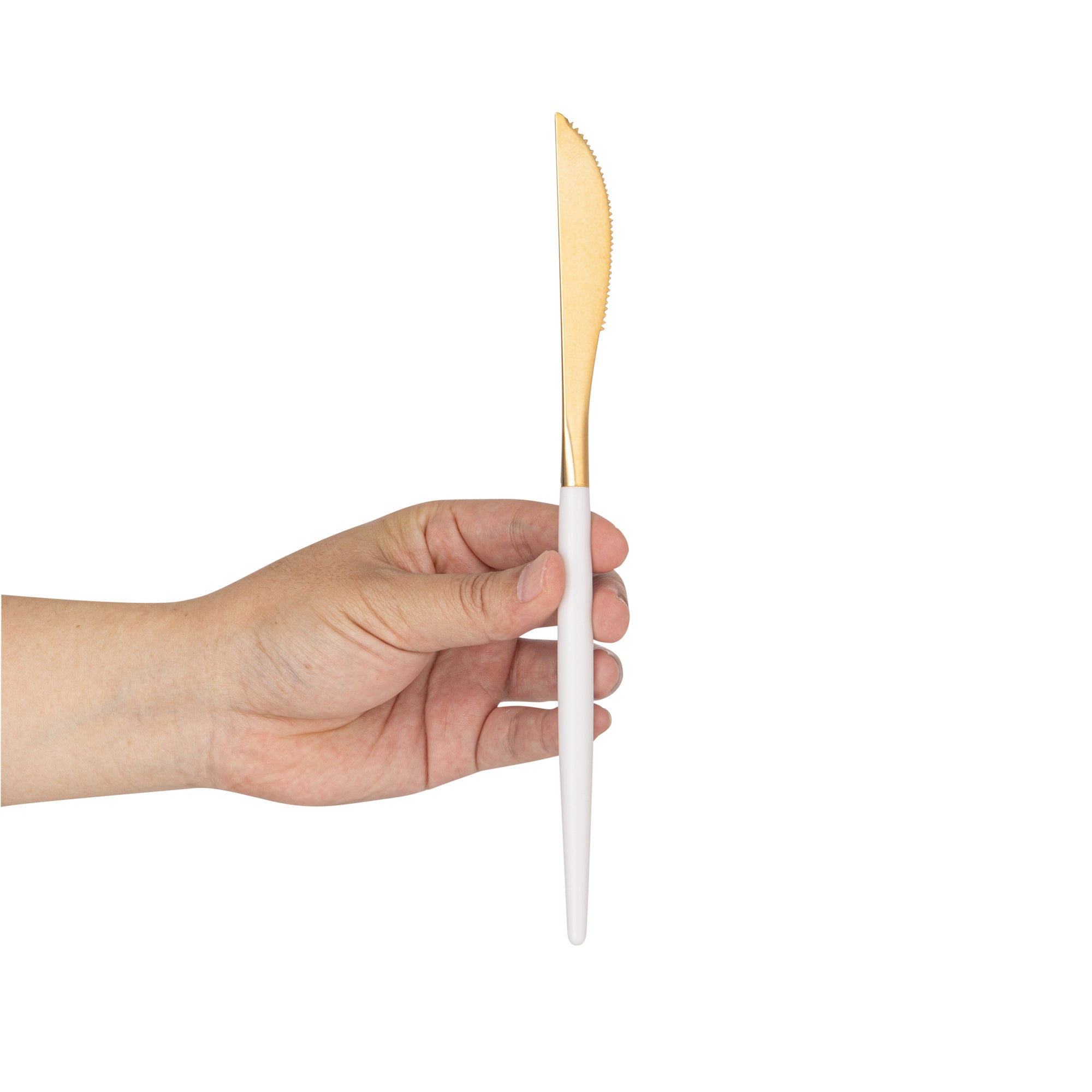 Moderna Gold Plastic Knife - with White Handle - 7 3/4" - 500 count box