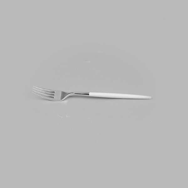 Moderna Silver Plastic Fork - with White Handle - 7 1/2" - 500 count box