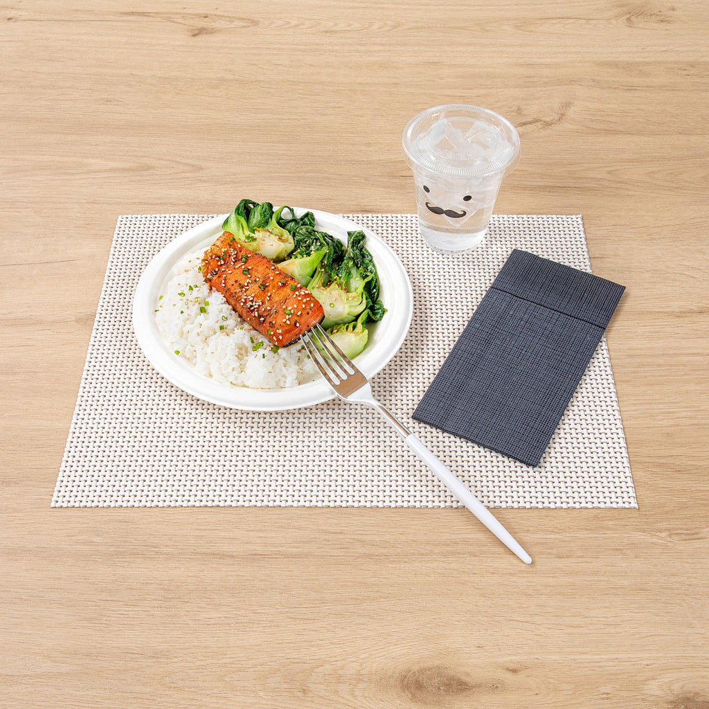 Moderna Silver Plastic Fork - with White Handle - 7 1/2" - 500 count box