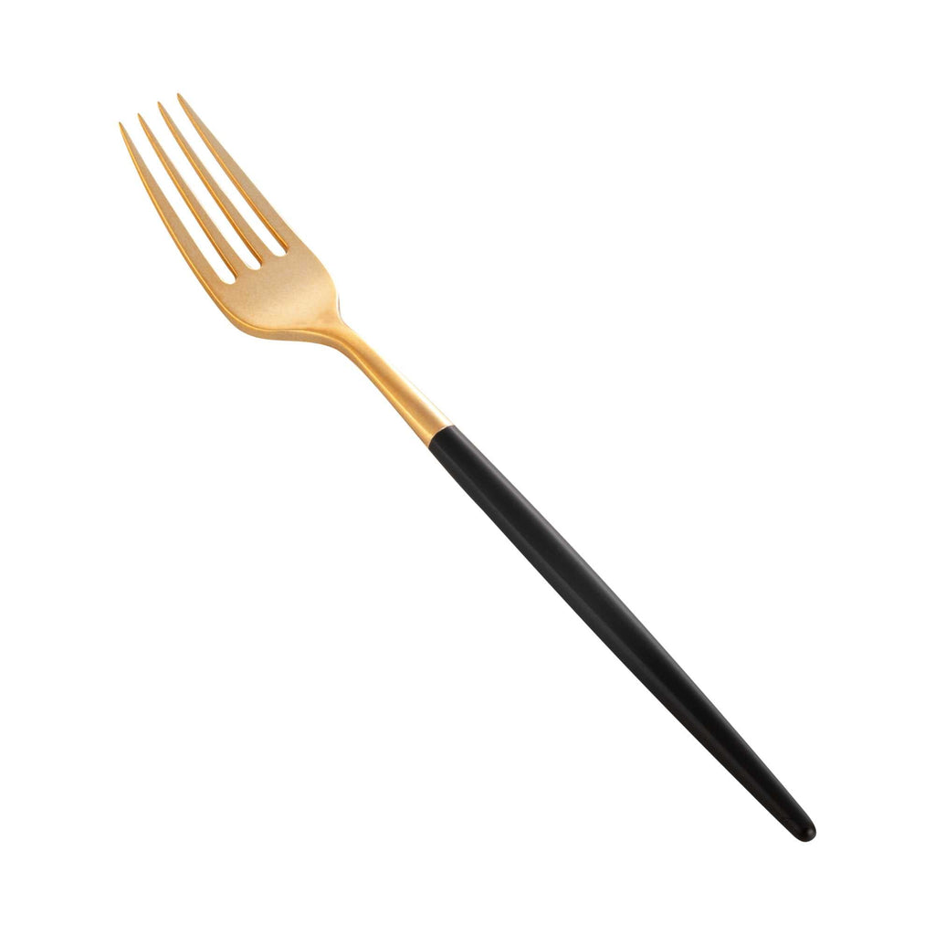 Moderna Gold Plastic Fork - with Black Handle - 7 1/2" - 500 count box