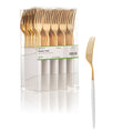 Moderna Gold Plastic Fork - with White Handle - 7 1/2" - 500 count box