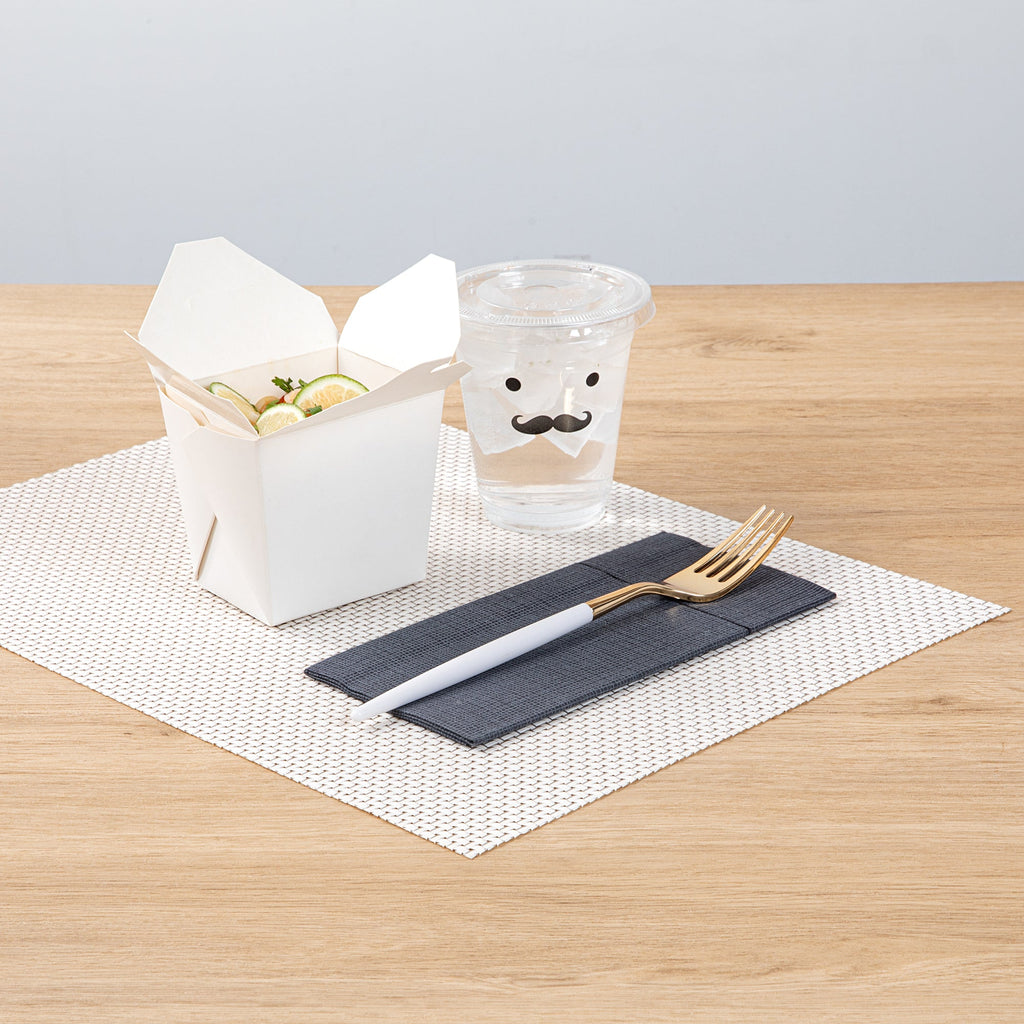 Moderna Gold Plastic Fork - with White Handle - 7 1/2" - 500 count box
