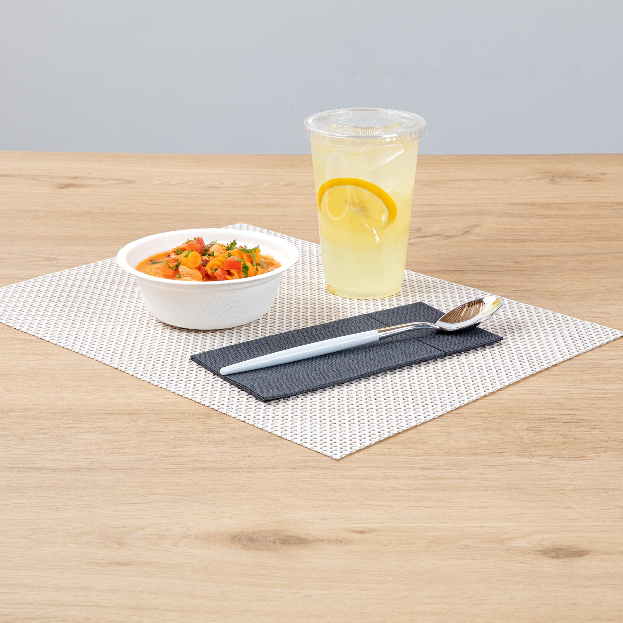 Moderna Silver Plastic Spoon - with White Handle - 7 3/4" - 50 count box