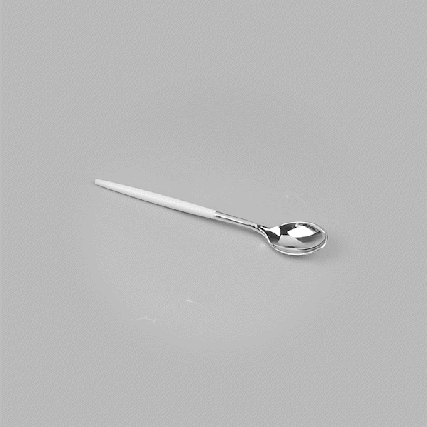 Moderna Silver Plastic Spoon - with White Handle - 7 3/4" - 500 count box