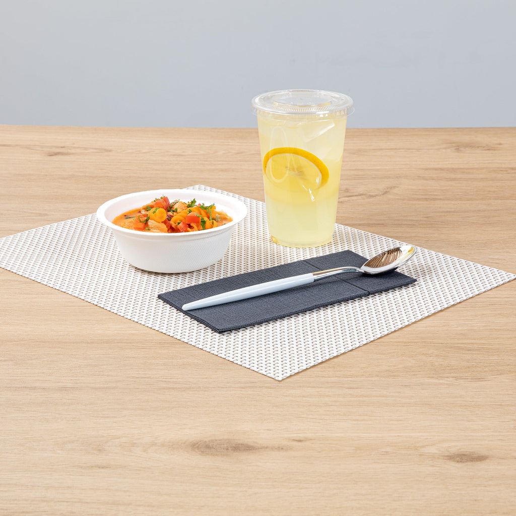 Moderna Silver Plastic Spoon - with White Handle - 7 3/4" - 500 count box