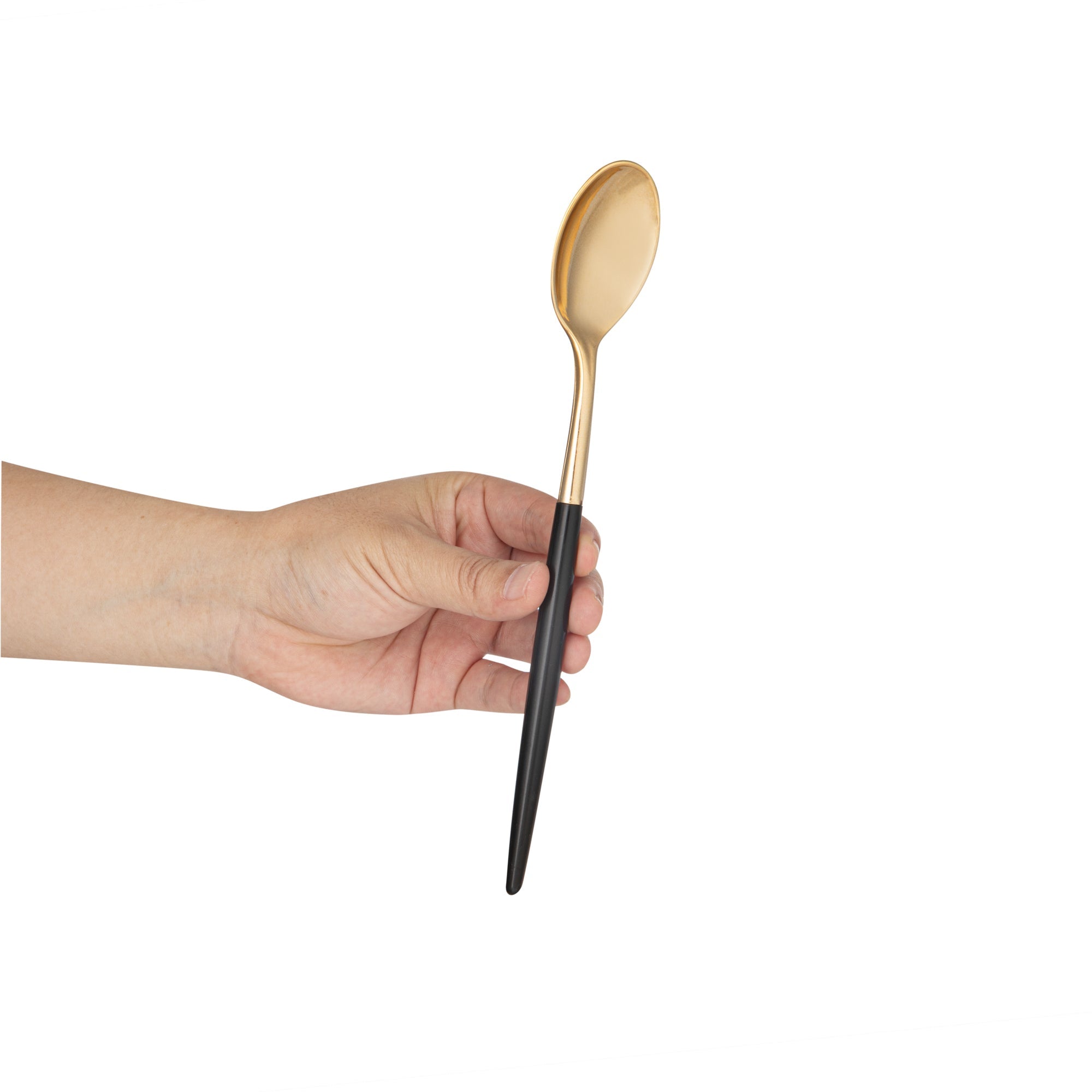 Moderna Gold Plastic Spoon - with Black Handle - 7 3/4" - 500 count box
