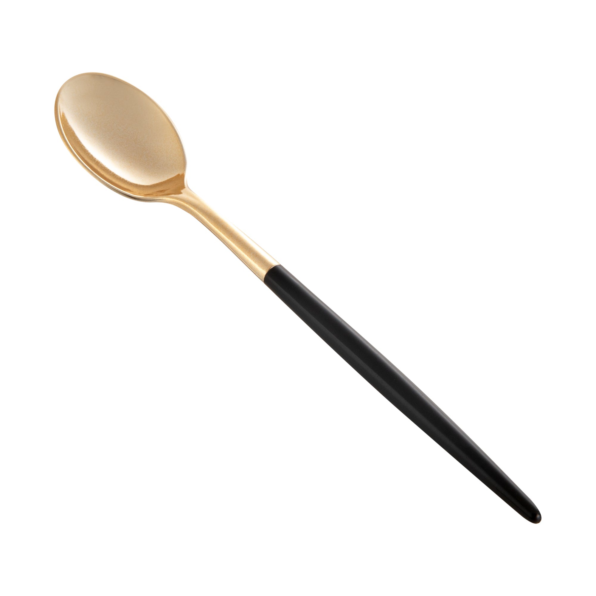 Moderna Gold Plastic Spoon - with Black Handle - 7 3/4" - 500 count box