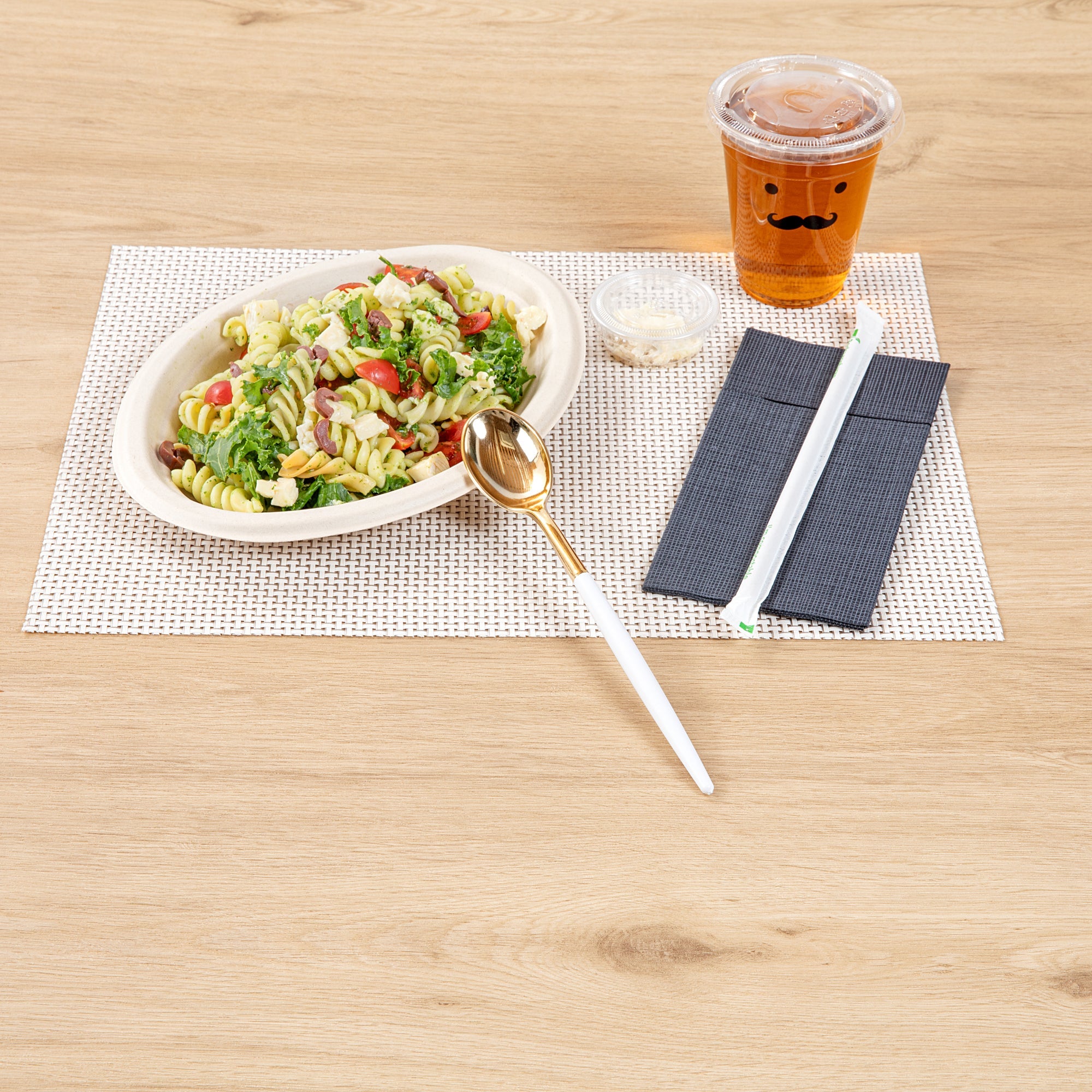 Moderna Gold Plastic Spoon - with White Handle - 7 3/4" - 500 count box