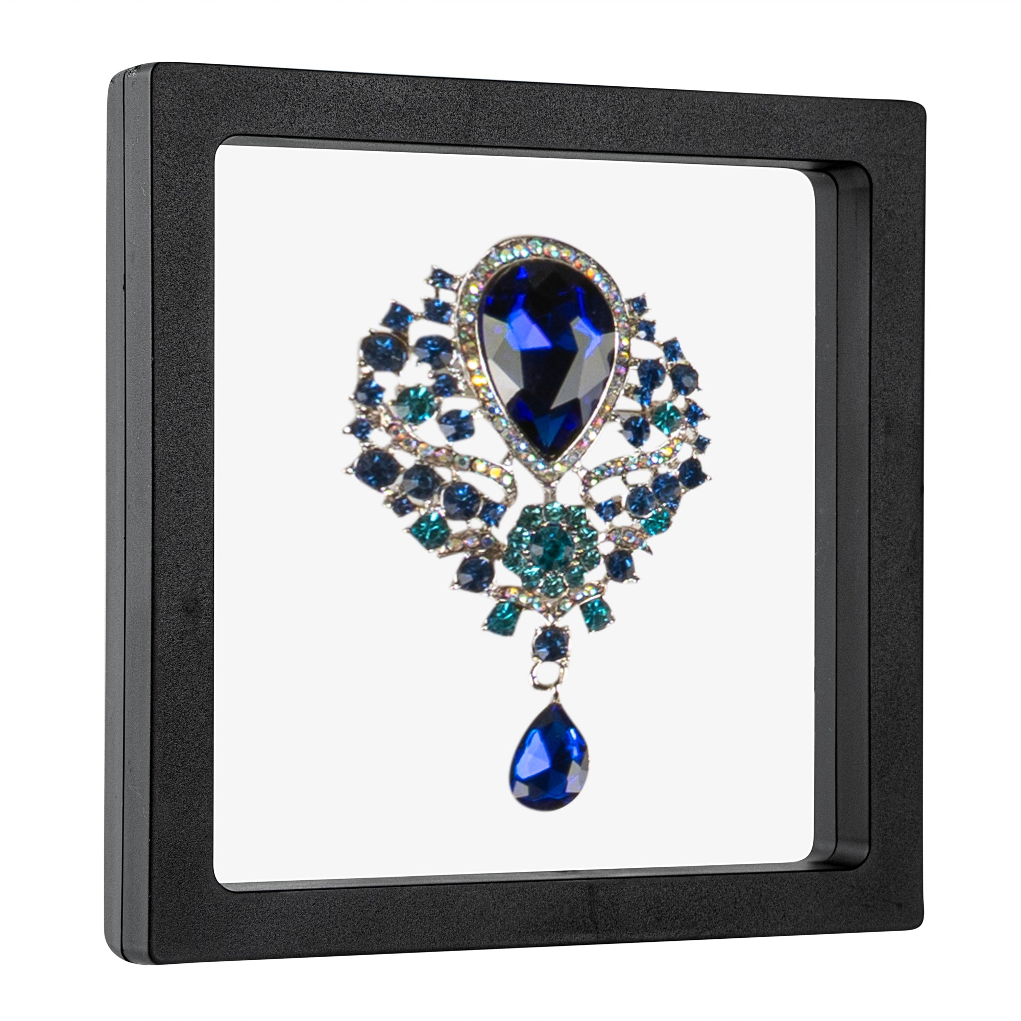 Display Tek Square Black Plastic 3D Floating Display Case - 5 1/2" x 5 1/2" x 3/4" - 10 count box