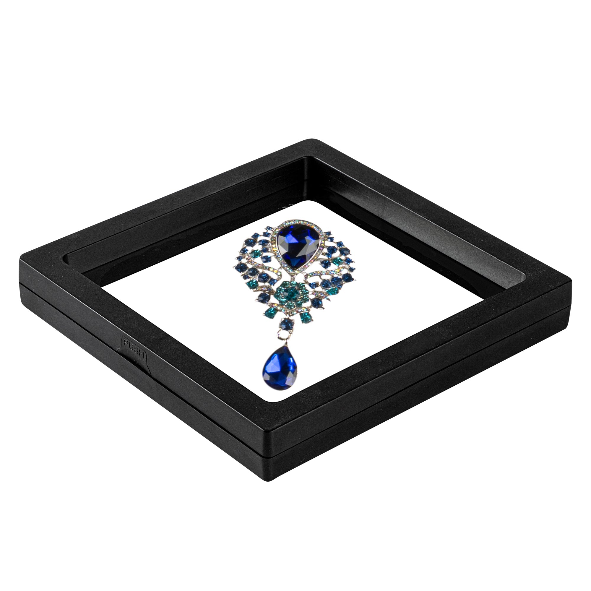 Display Tek Square Black Plastic 3D Floating Display Case - 5 1/2" x 5 1/2" x 3/4" - 10 count box