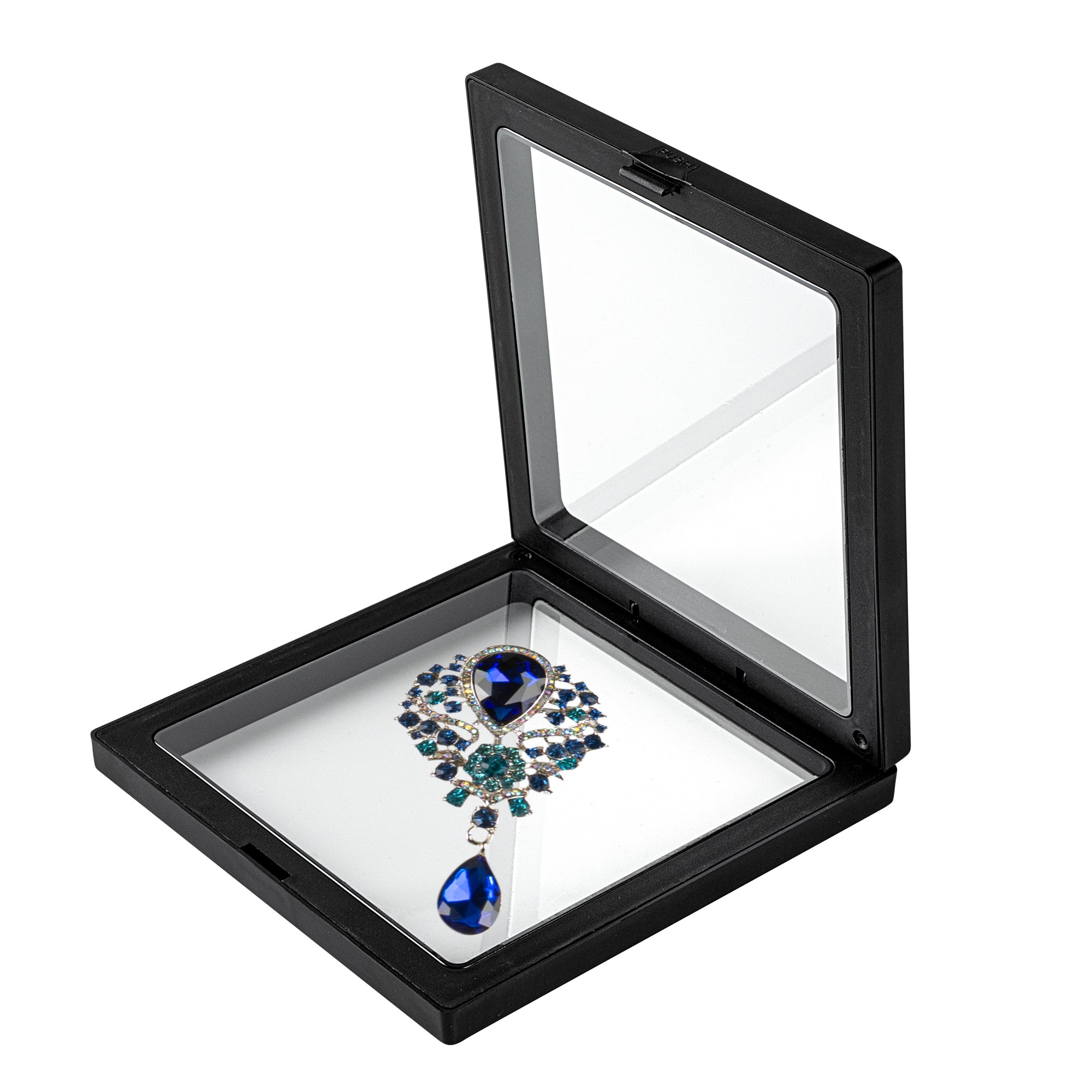 Display Tek Square Black Plastic 3D Floating Display Case - 5 1/2" x 5 1/2" x 3/4" - 10 count box