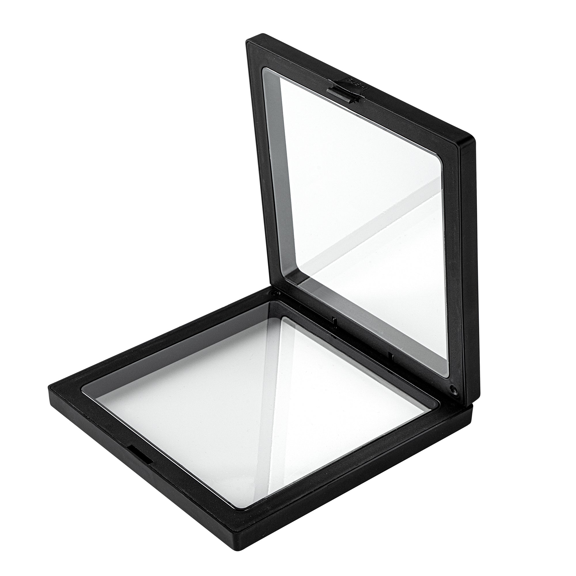 Display Tek Square Black Plastic 3D Floating Display Case - 5 1/2" x 5 1/2" x 3/4" - 10 count box