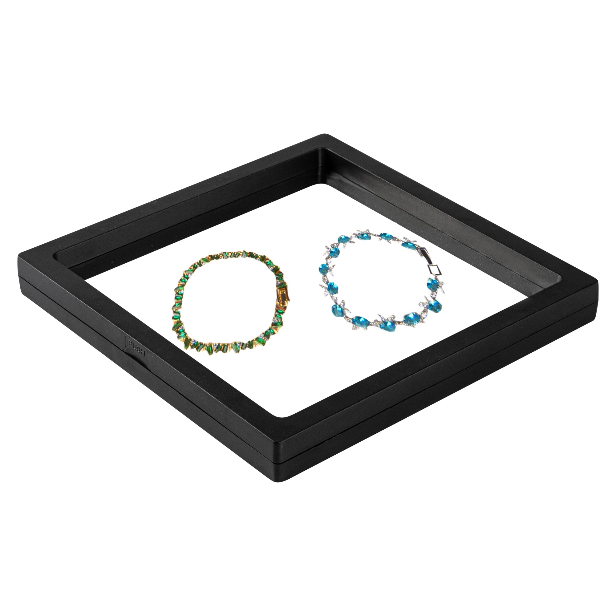 Display Tek Square Black Plastic 3D Floating Display Case - 7" x 7" x 3/4" - 10 count box