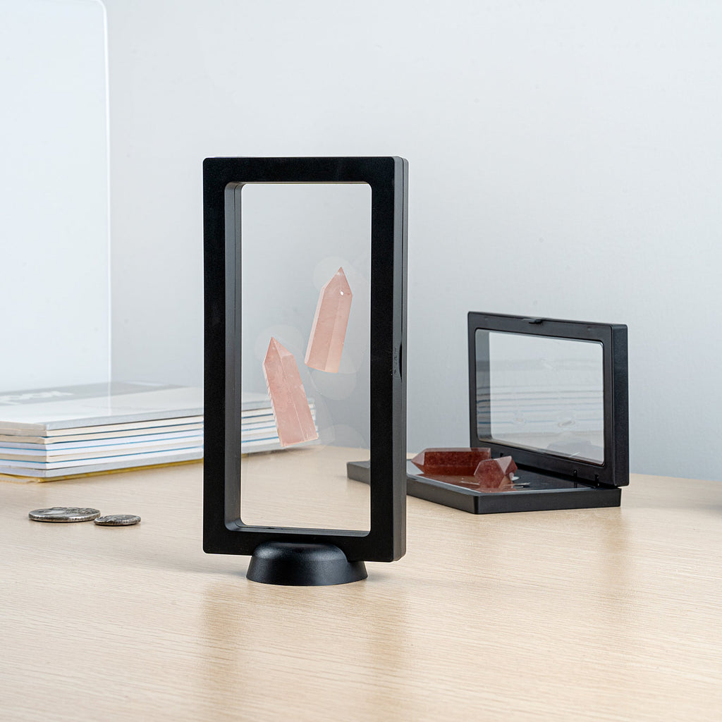 Display Tek Rectangle Black Plastic 3D Floating Display Case - 7" x 3 1/2" x 3/4" - 10 count box
