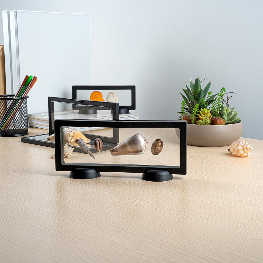 Display Tek Rectangle Black Plastic 3D Floating Display Case - 9" x 3 1/2" x 3/4" - 10 count box