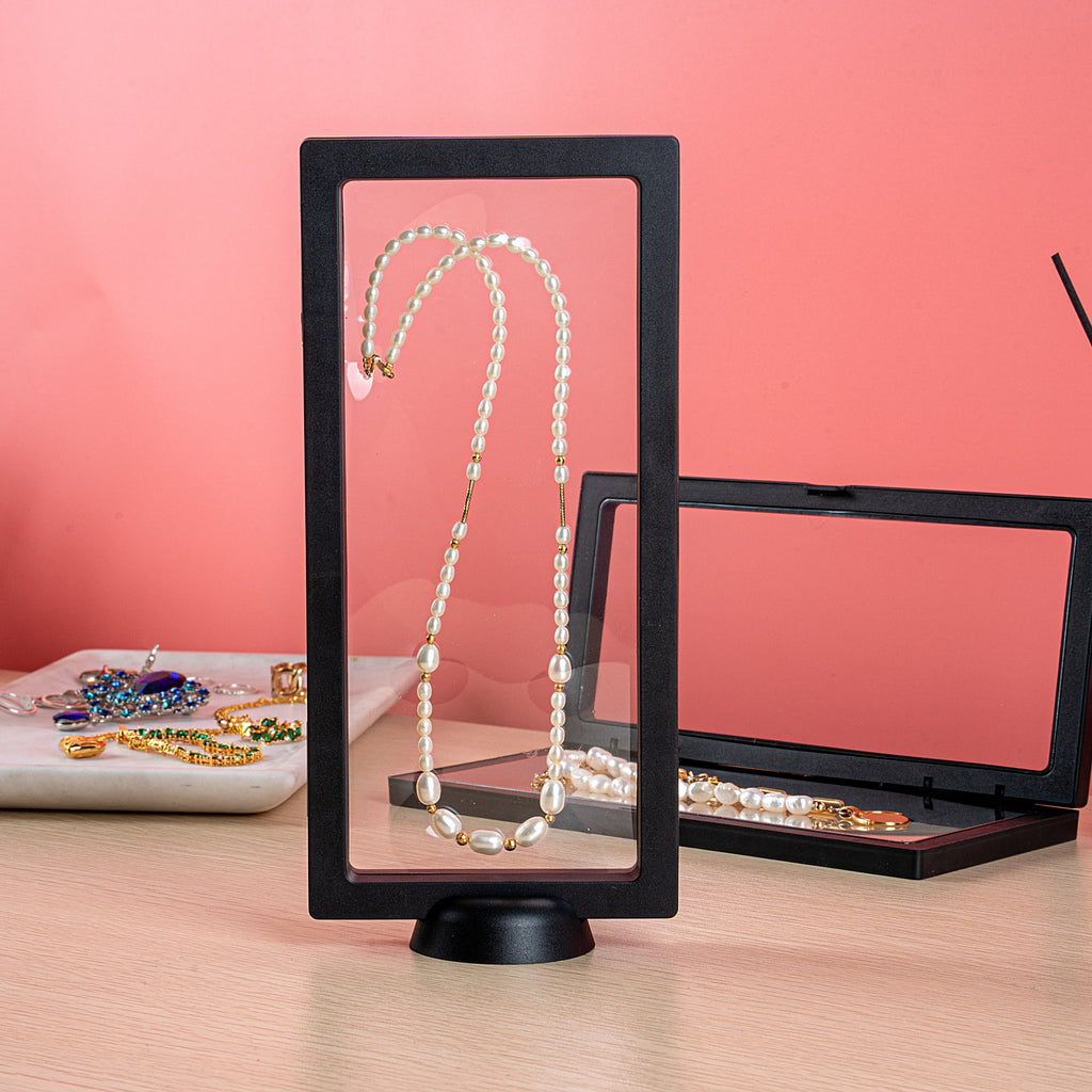 Display Tek Rectangle Black Plastic 3D Floating Display Case - 9" x 4 1/4" x 3/4" - 10 count box
