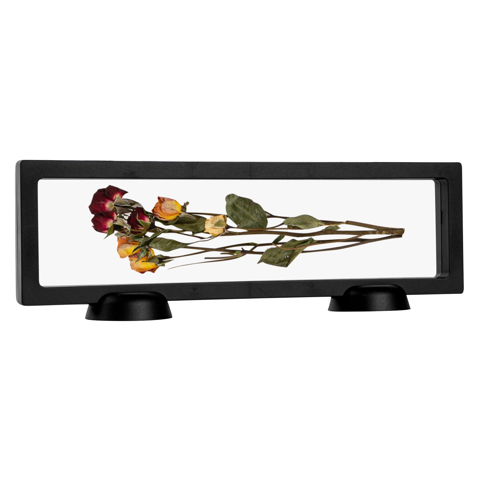 Display Tek Rectangle Black Plastic 3D Floating Display Case - 11 3/4" x 3 1/2" x 3/4" - 10 count box