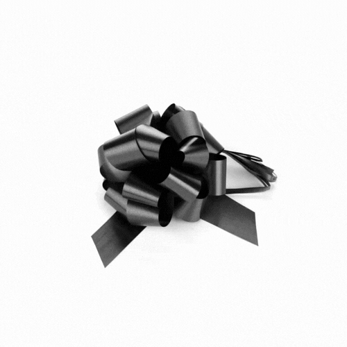 Gift Tek Black Plastic Flora Satin Pull Bow - 5 1/2" - 1000 count box