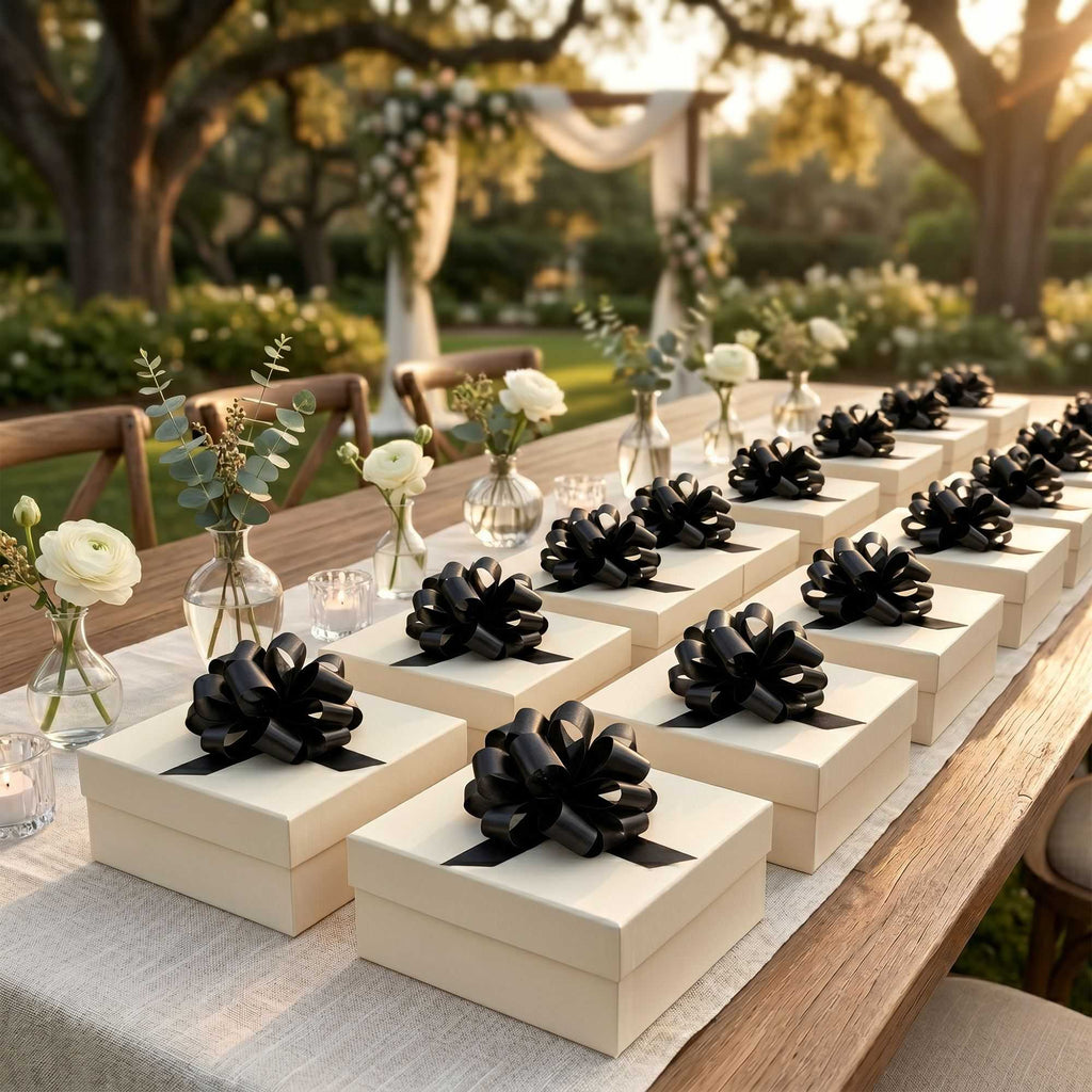 Gift Tek Black Plastic Flora Satin Pull Bow - 5 1/2" - 1000 count box