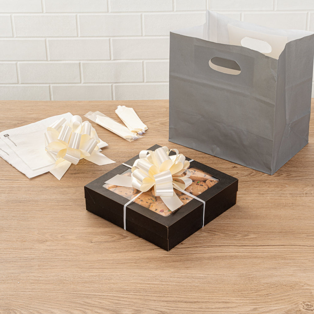 Gift Tek Cream Plastic Flora Satin Pull Bow - 5 1/2" - 10 count box