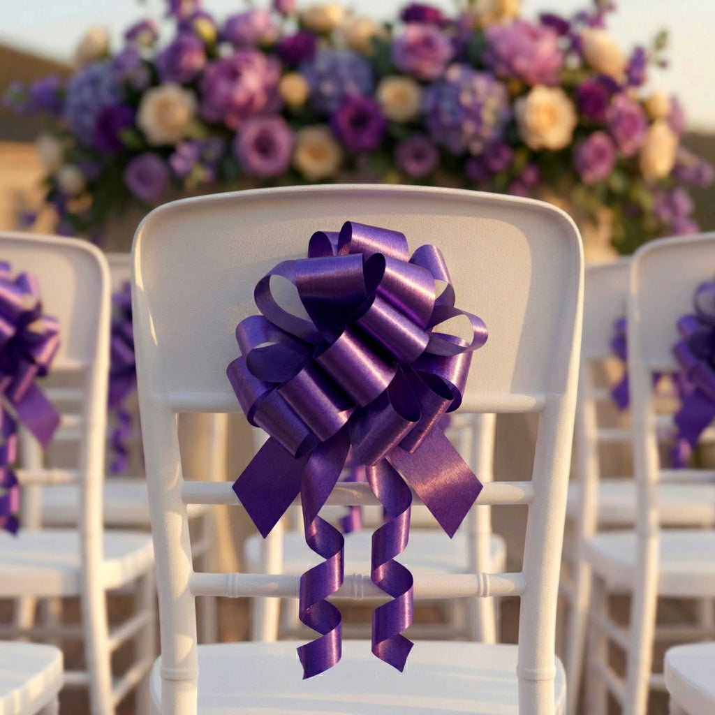 Gift Tek Purple Plastic Flora Satin Pull Bow - 5 1/2" - 10 count box