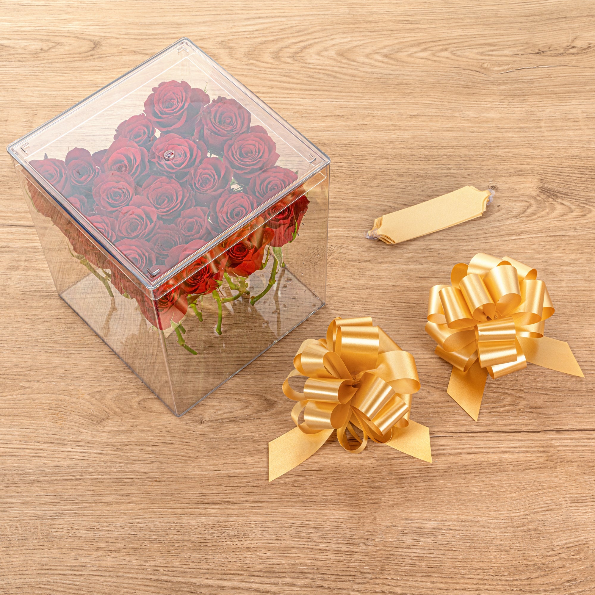 Gift Tek Gold Plastic Flora Satin Pull Bow - 5 1/2" - 10 count box