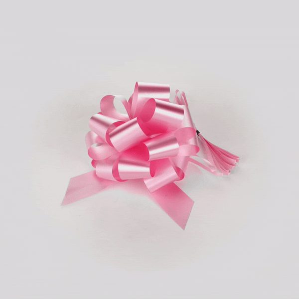 Gift Tek Light Pink Plastic Flora Satin Pull Bow - 5 1/2" - 10 count box