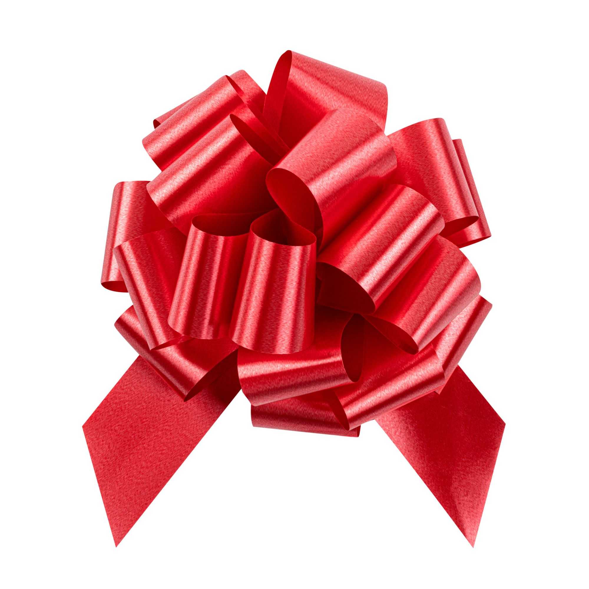 Gift Tek Red Plastic Flora Satin Pull Bow - 5 1/2" - 1000 count box