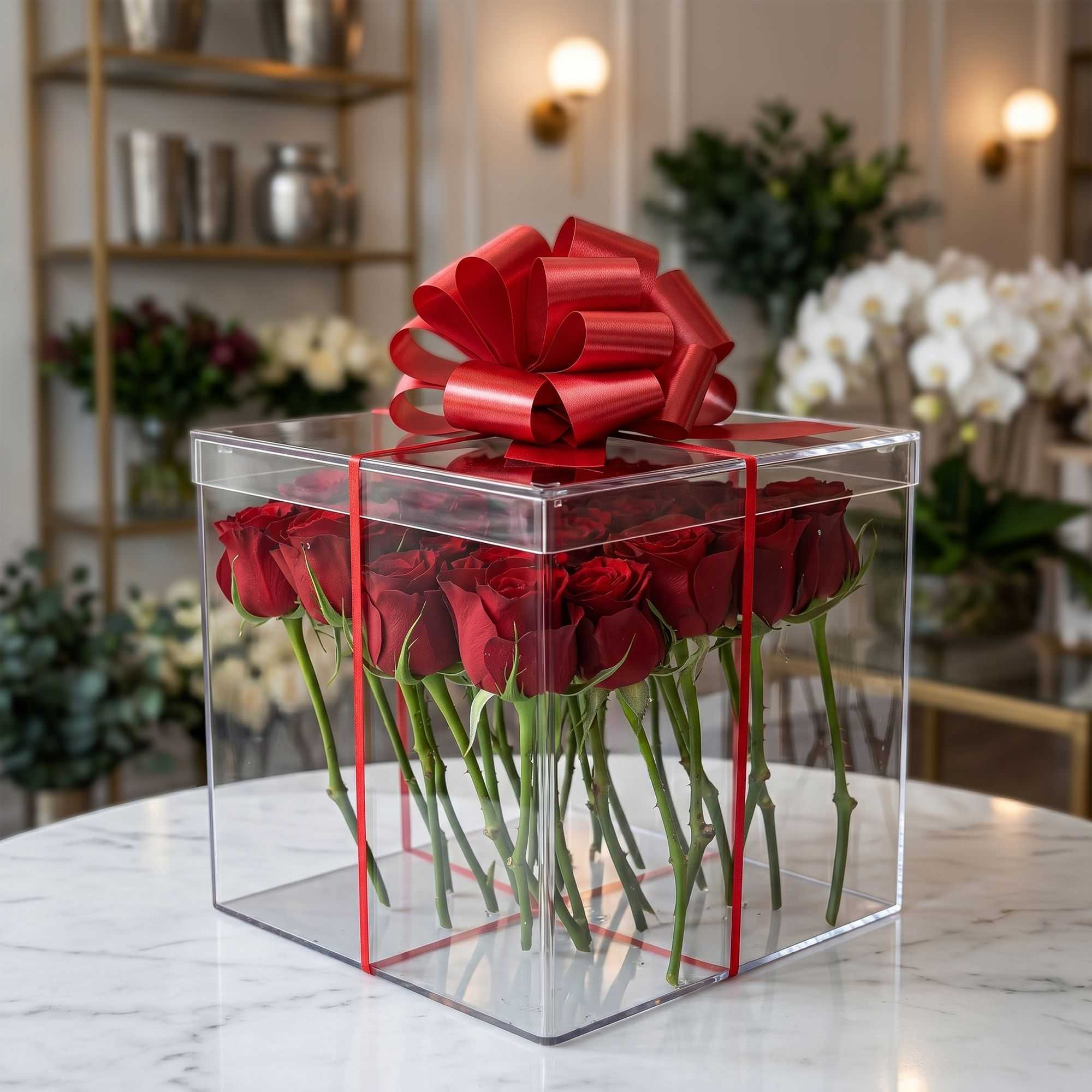 Gift Tek Red Plastic Flora Satin Pull Bow - 5 1/2" - 1000 count box
